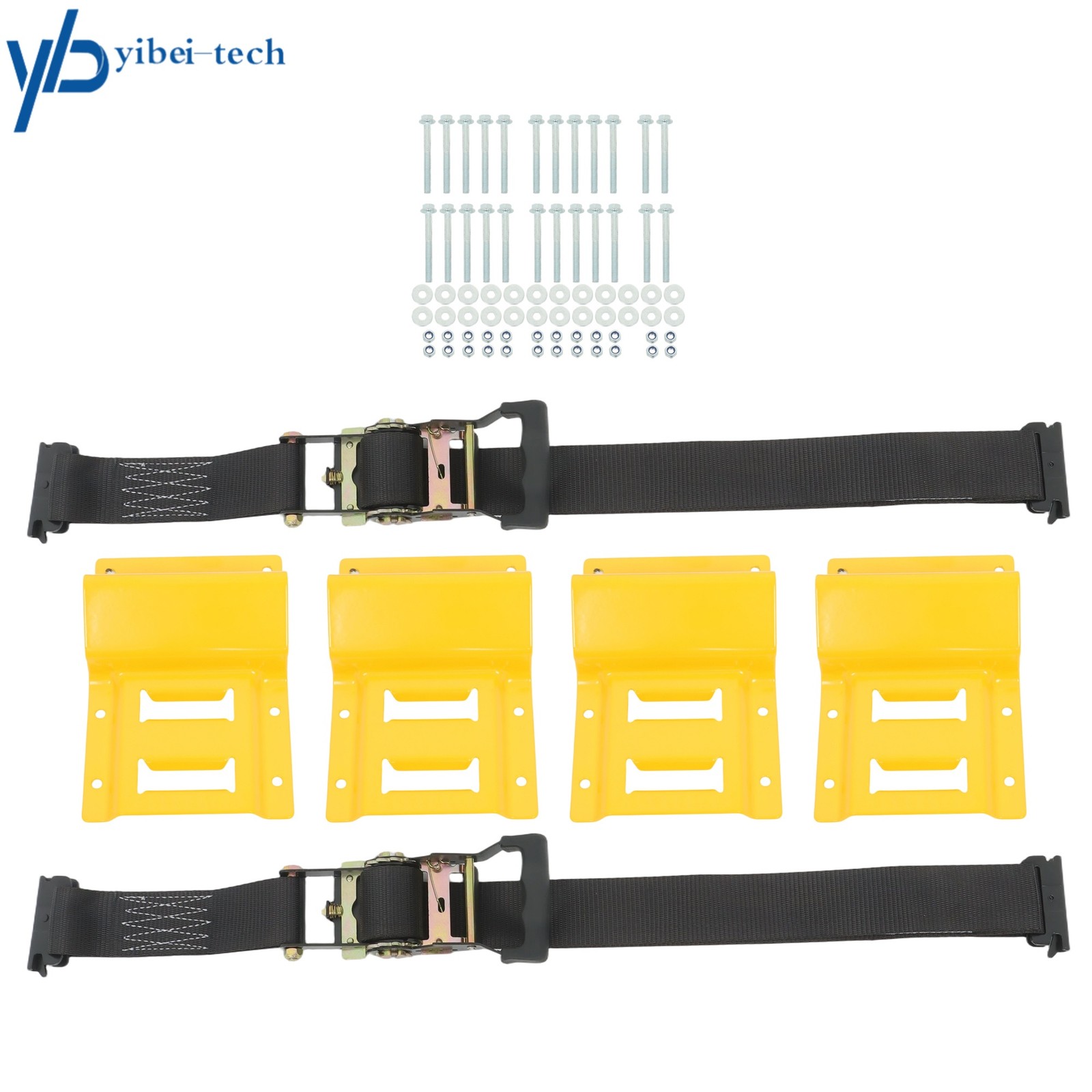 1 Pack Wheel Chock Tie Down E Track System 6' Black Ratchet Straps For Trailers