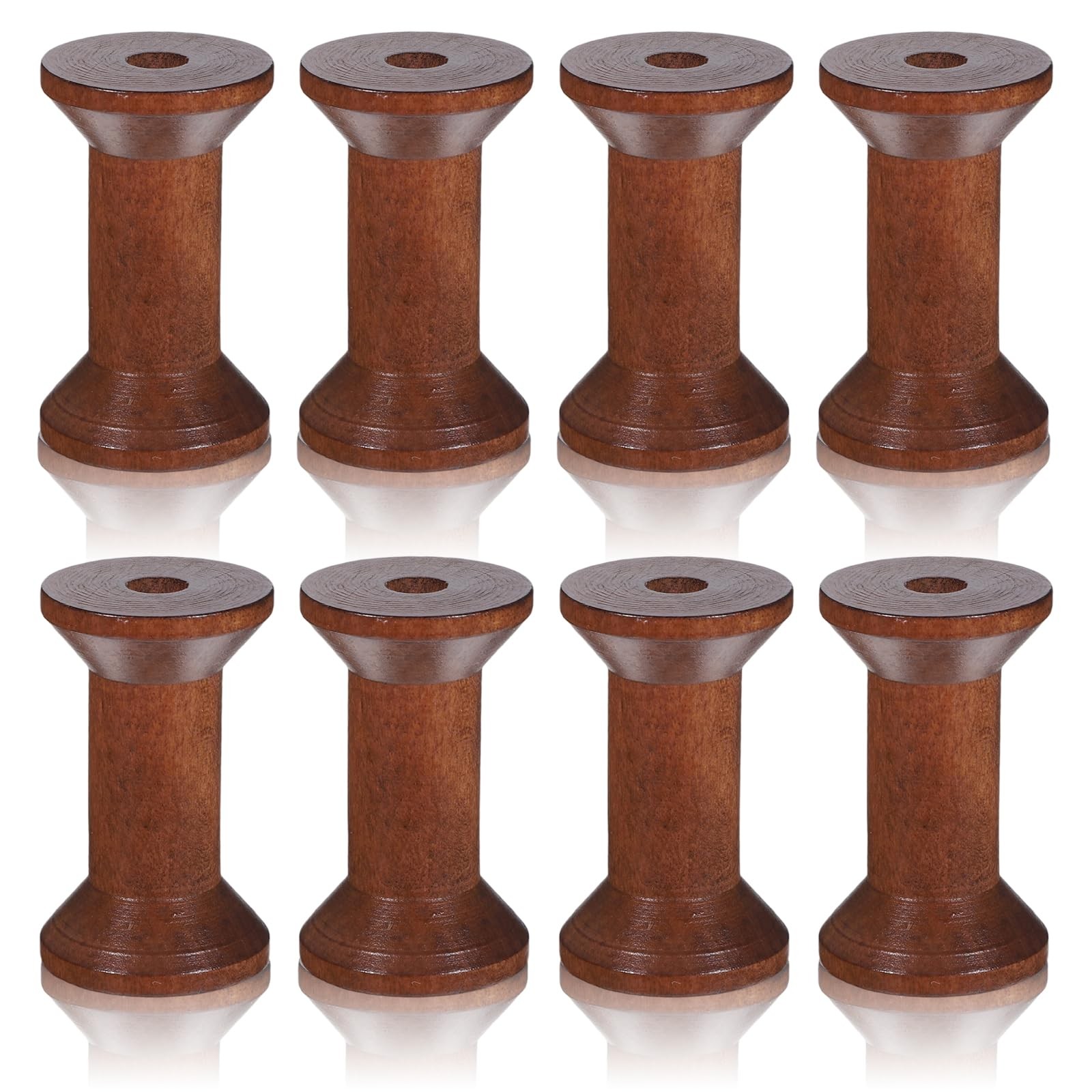 8pcs 2" Wooden Spools of Crafts Empty Natural Wood Thread Bulk brown