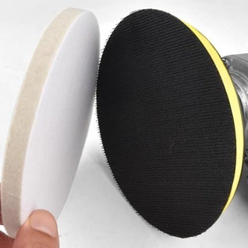 5 Pcs 5'' Wool Polishing Pads, Wool Felt Buffing Wheels Flocking Hook & Loop Bac