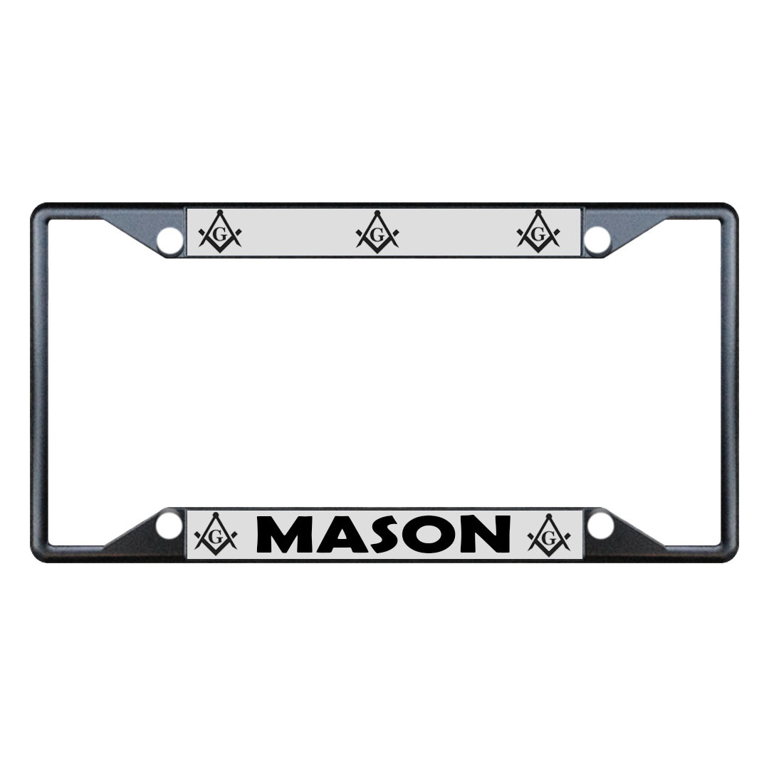 Mason Moson Black Metal License Plate Frame Holder Four Holes