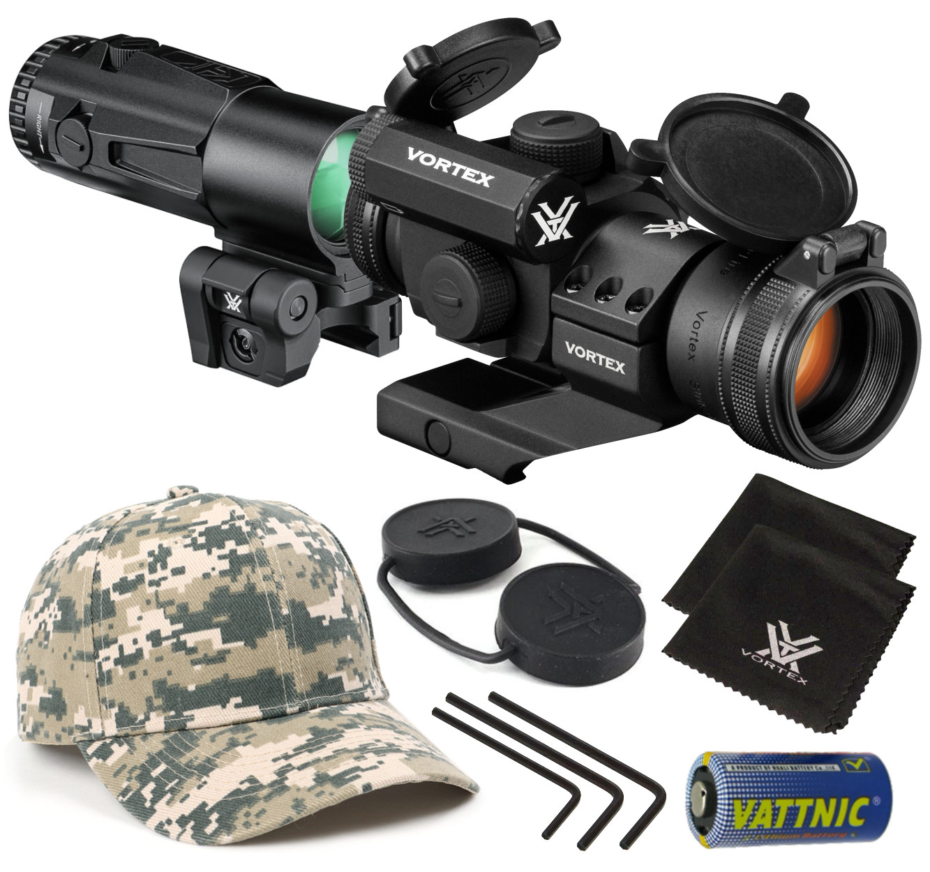 Vortex Optics Strikefire II Red/Green Dot Scope w/ 6x Magnifier & CD Hat  Bundle