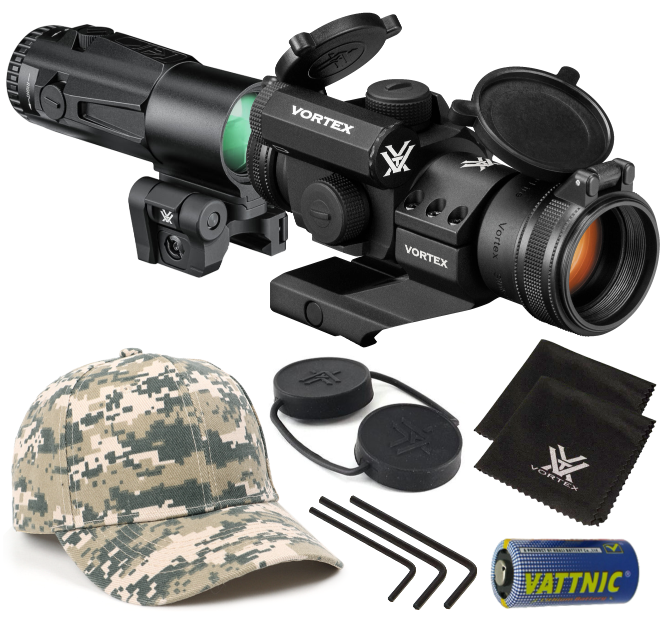 Vortex Optics Strikefire II Red/Green Dot Scope w/ 6x Magnifier & CD Hat Bundle