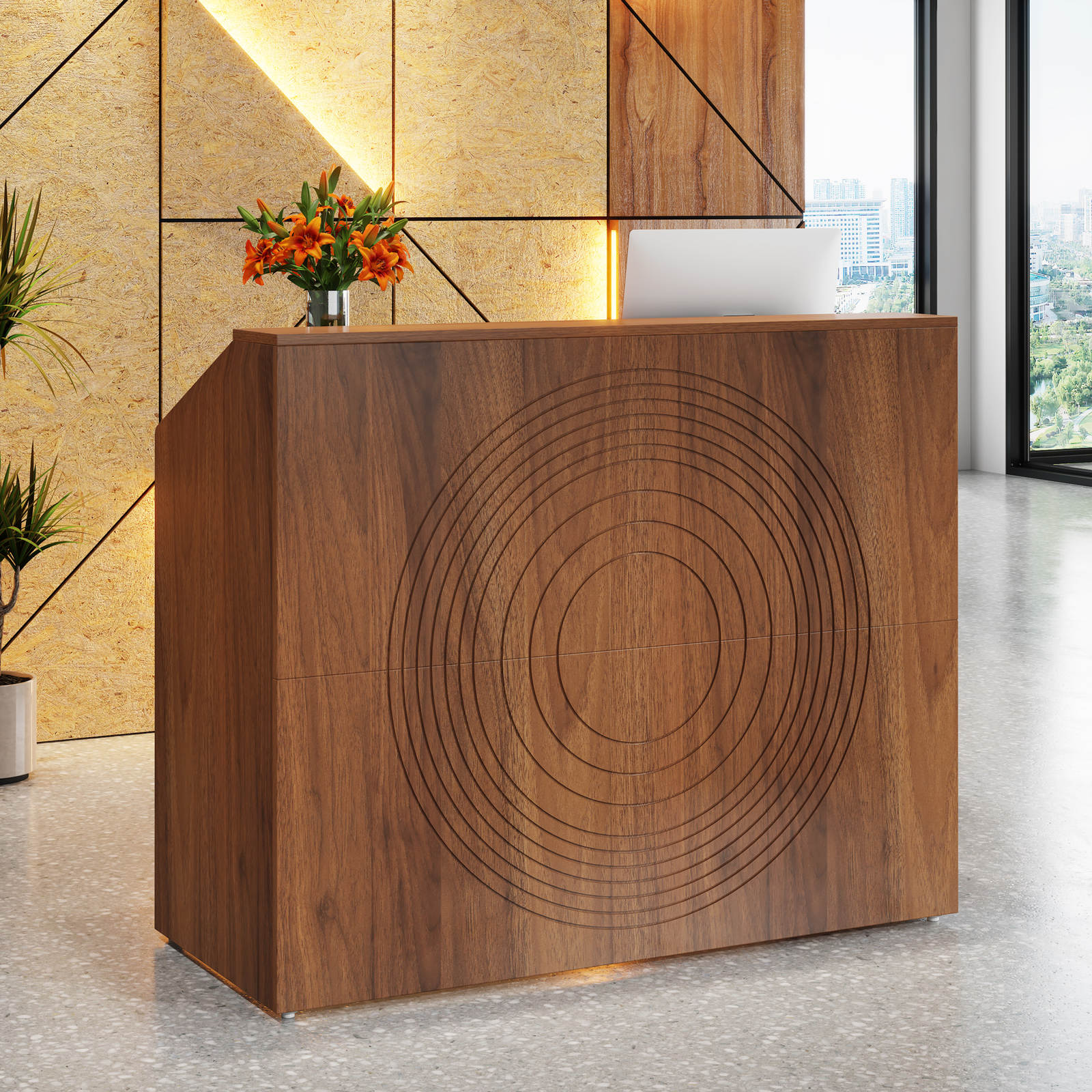 Tribesigns Reception Desk with Counter, Modern Front Desk Reception Room Table