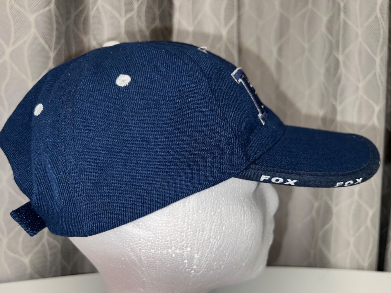 Fox Racing Logo Navy blue with White Hat Cap Hook Loop Good Condition