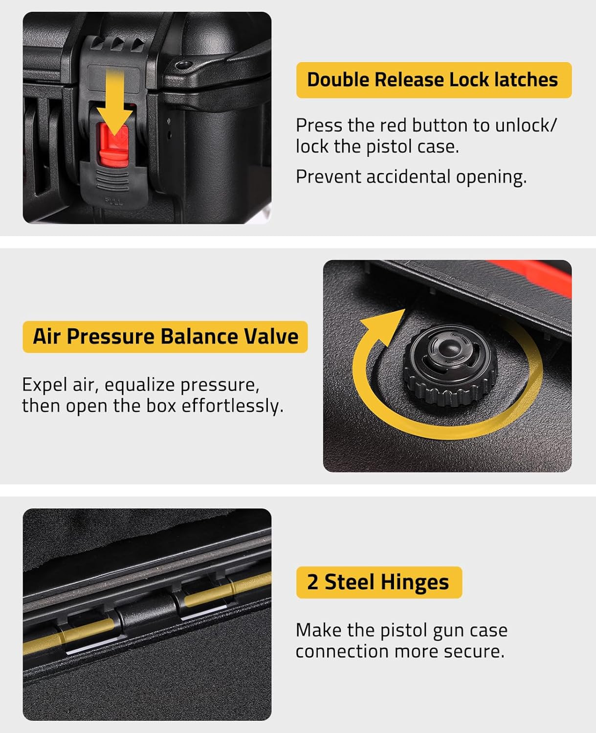Pistol Case Lockable, TSA Approved Firearm Travel Case with 2 TSA Locks, Hard Sh