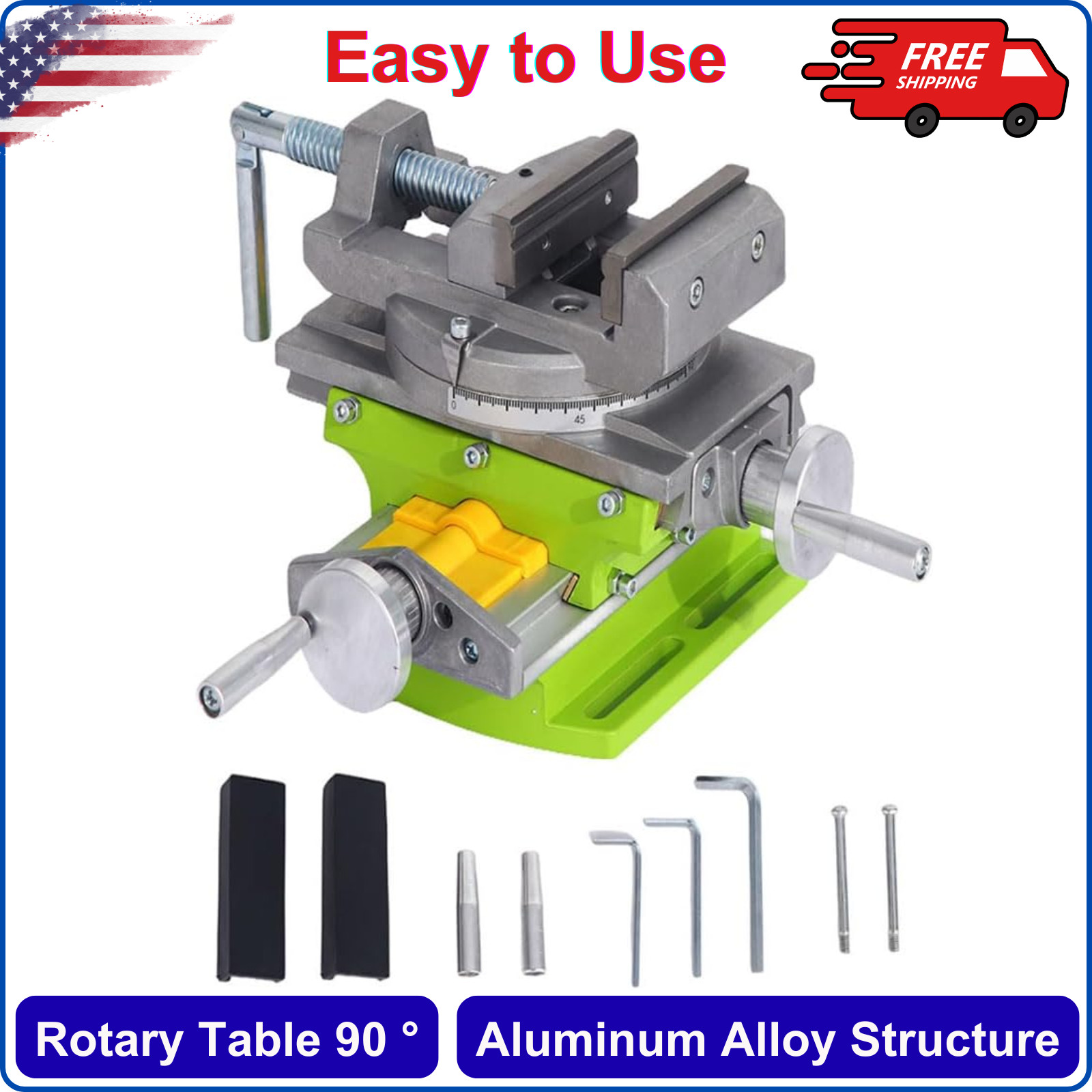 Rotary Table 90 ° 3" Cross Slide Drill Press Vise Horizontal Precision Milling