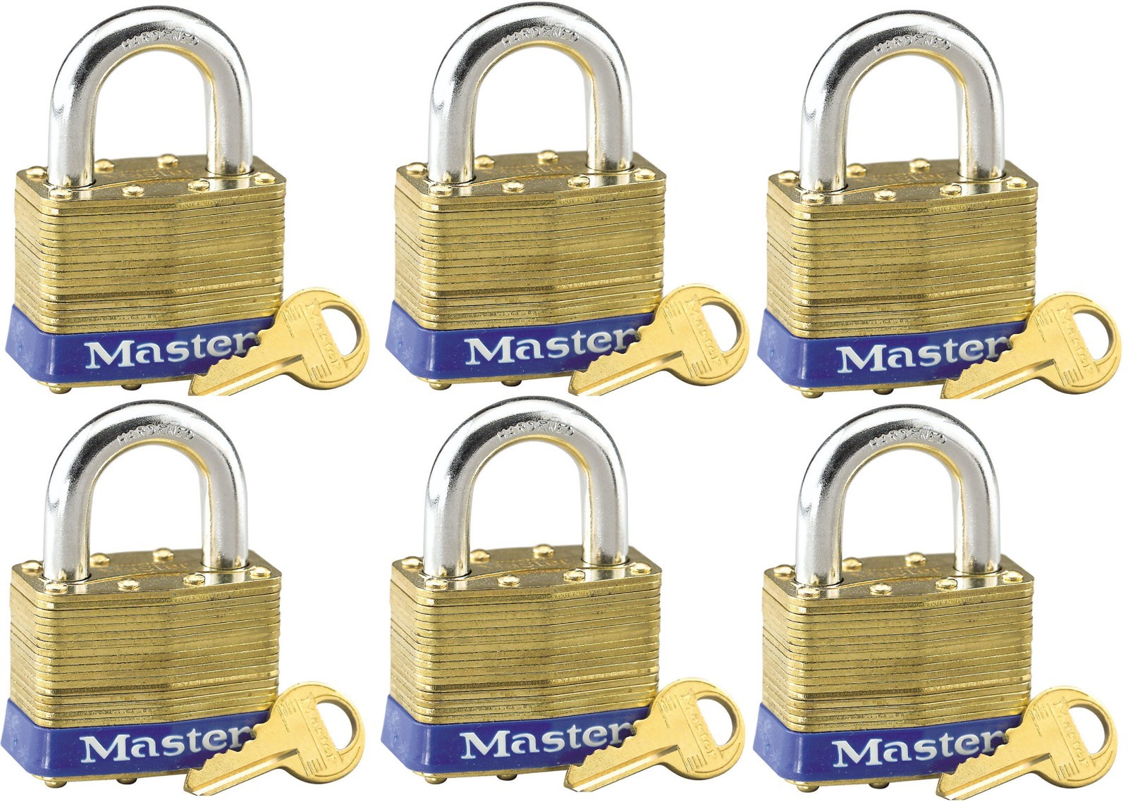 new Master Lock 6KA A731 Brass Set of 6 Keyed Alike