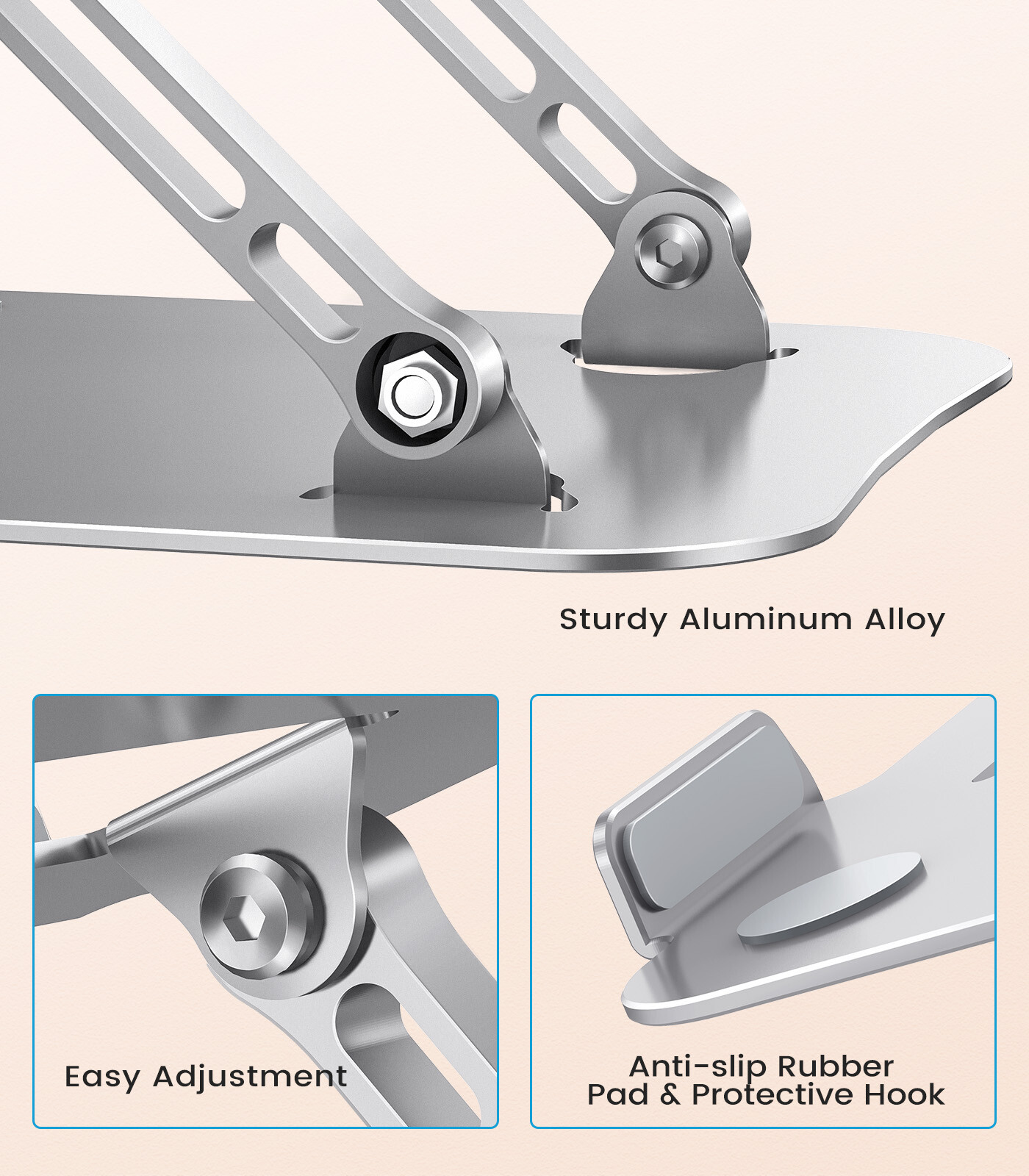 Adjustable Height &Angle Sturdy Aluminum Alloy Computer Notebook Stands Holders