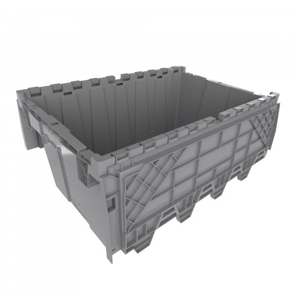 Heavy-Duty Attached Lid Tote (L)12 Gallon Made in USA 1.7 CU. FT 500lb Stackable
