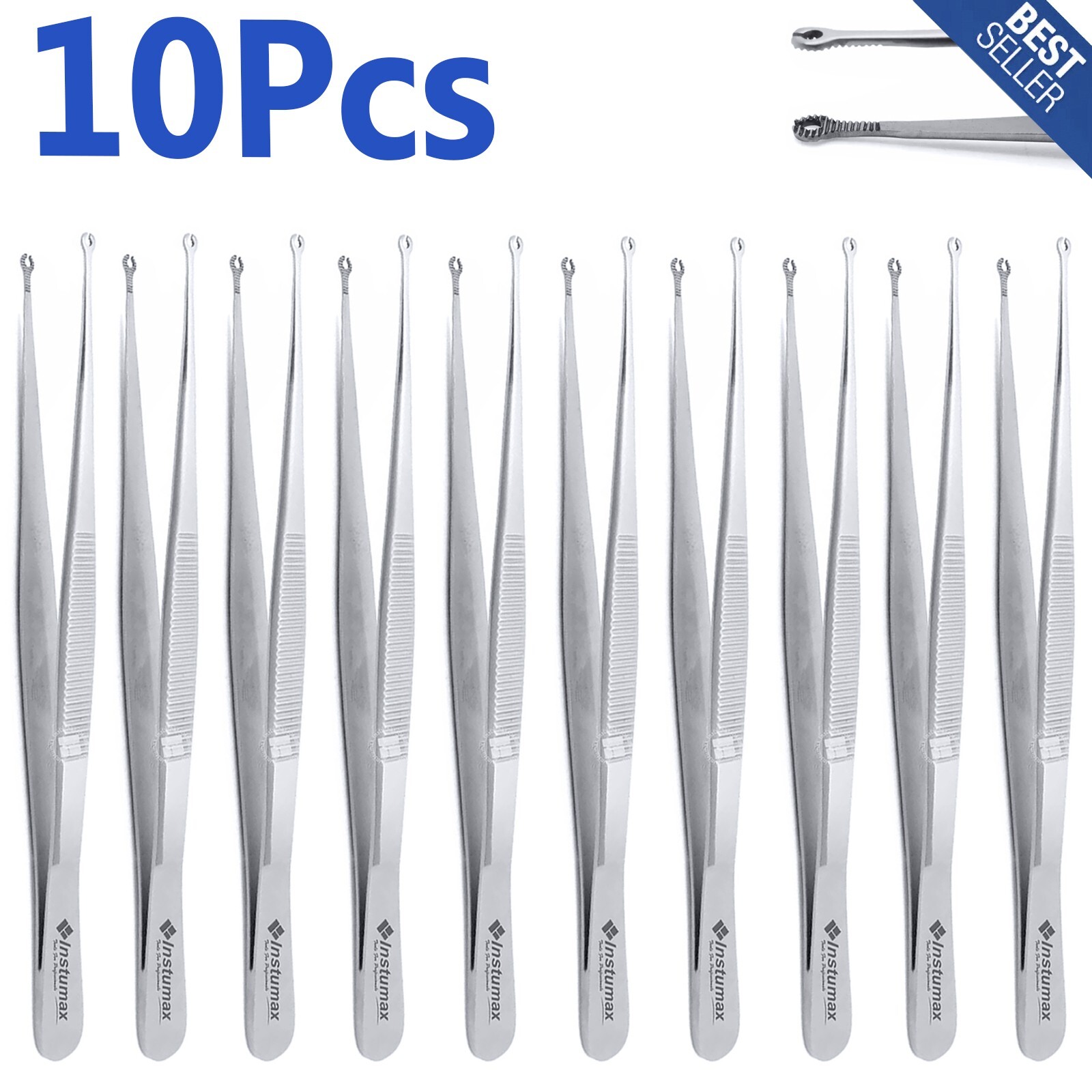 Surgical Tissue Holding Corn Suture Tweezers 6" Dental Eyelet Straight Forceps