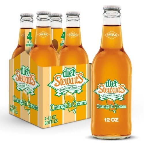 Stewart's Diet Orange and Cream 12 Pack Glass Bottles