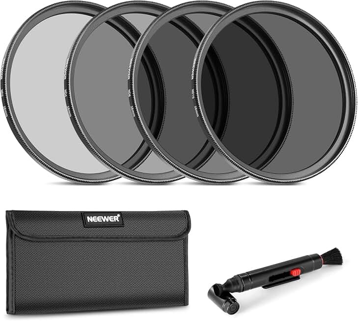 NEEWER Fixed ND Filter Kit 58mm ND2 ND4 ND8 ND16 Neutral Density Filter and