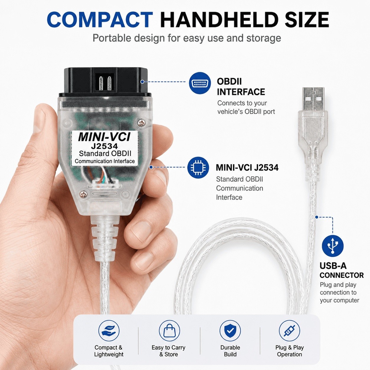 Mini Vci J2534 Cable Standard Obd2 Communication Interface For TIS Techstream