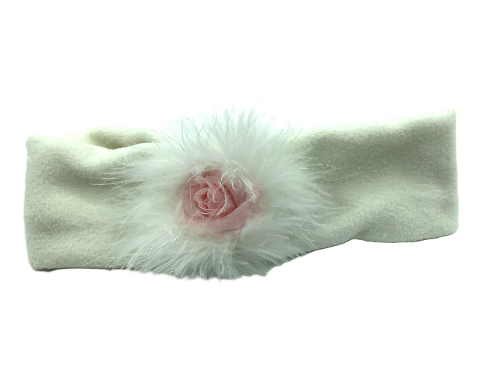 Girls Off White Fleece Headband Ear warmer NEW  Fur trim Size 2-4T FREE SHIPPING