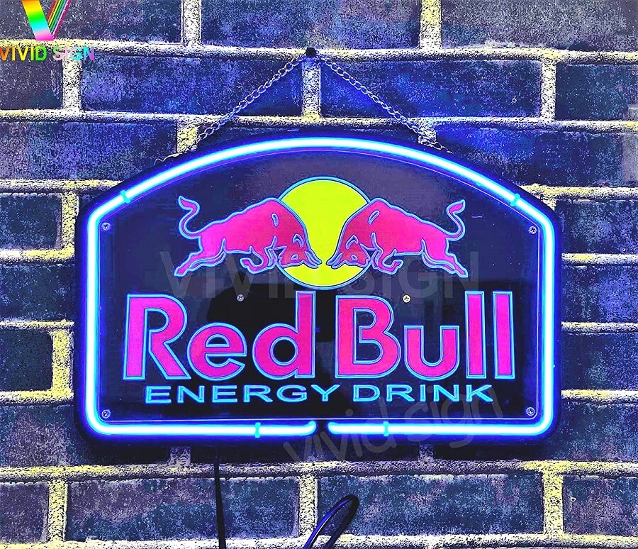 14" Red Bull 3D Carved Neon Sign Light Lamp Visual Collection Bar Man Cave L