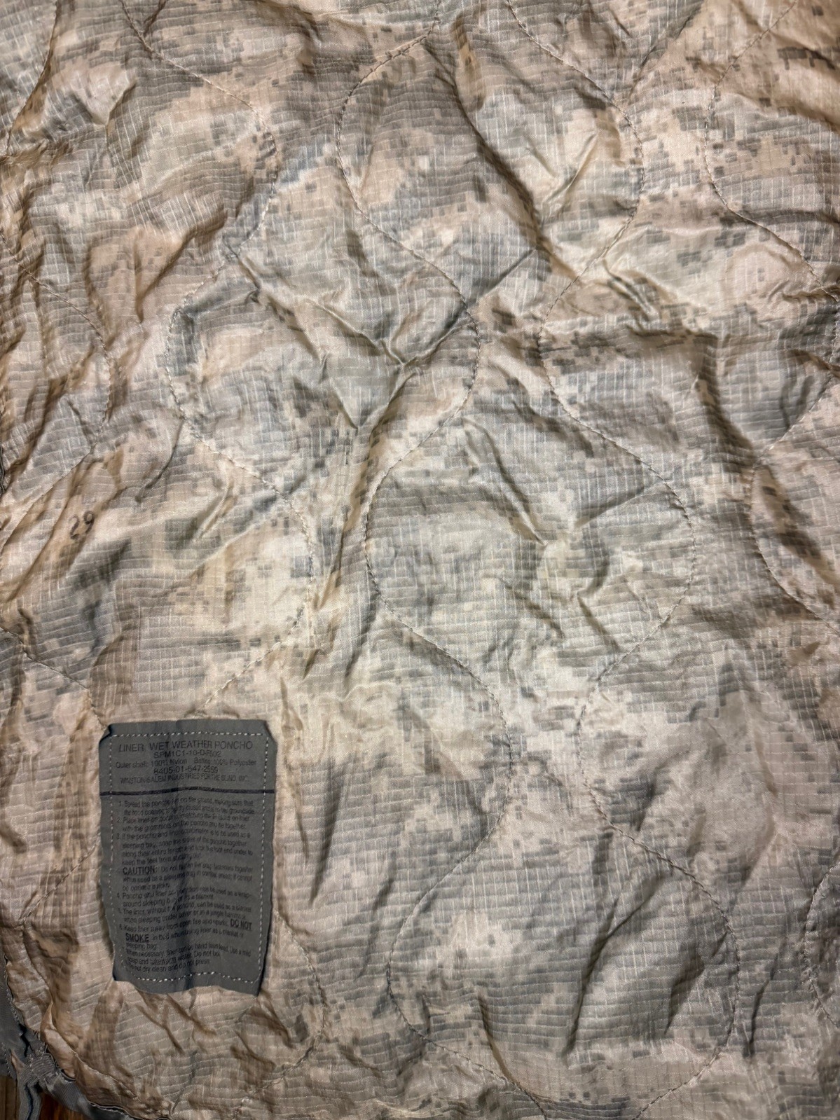 US Military Army ACU Digital Wet Weather PONCHO LINER Woobie Blanket