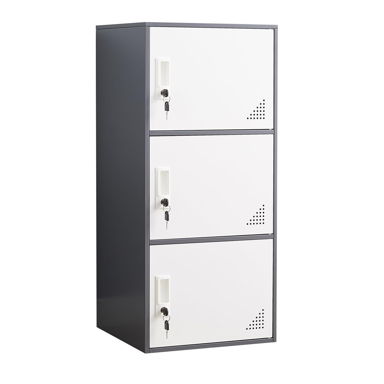 3 Door Metal Locker Steel Storage Cabinet, Office Storage Lockers for Employe...