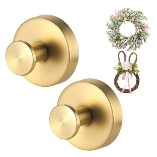 Gold Wreath-Hanger, Strong Stainless Steel Suction-Cup-Wreath-Hooks 2 2 Gold