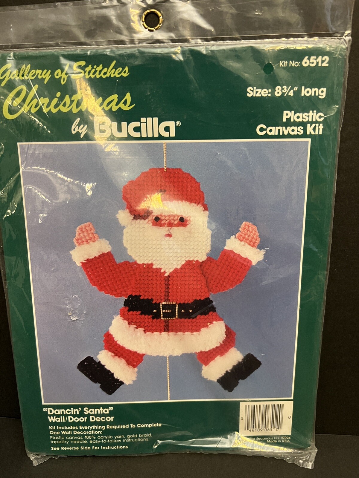 Bucilla Christmas Plastic Canvas Kit Dancin Santa Wall Door Decor Craft 8.75"