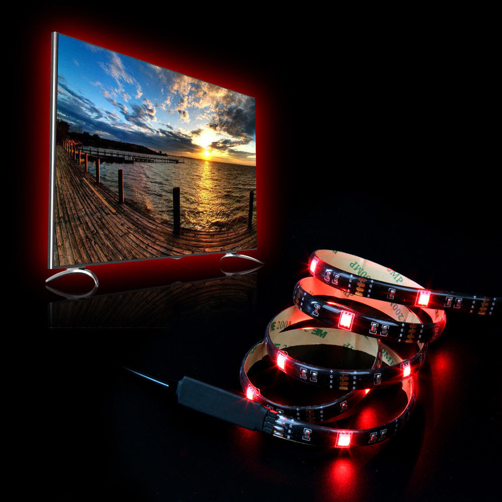 USB Powered Computer TV Backlight Kit RGB 5050 LED Light Strip Colour Change