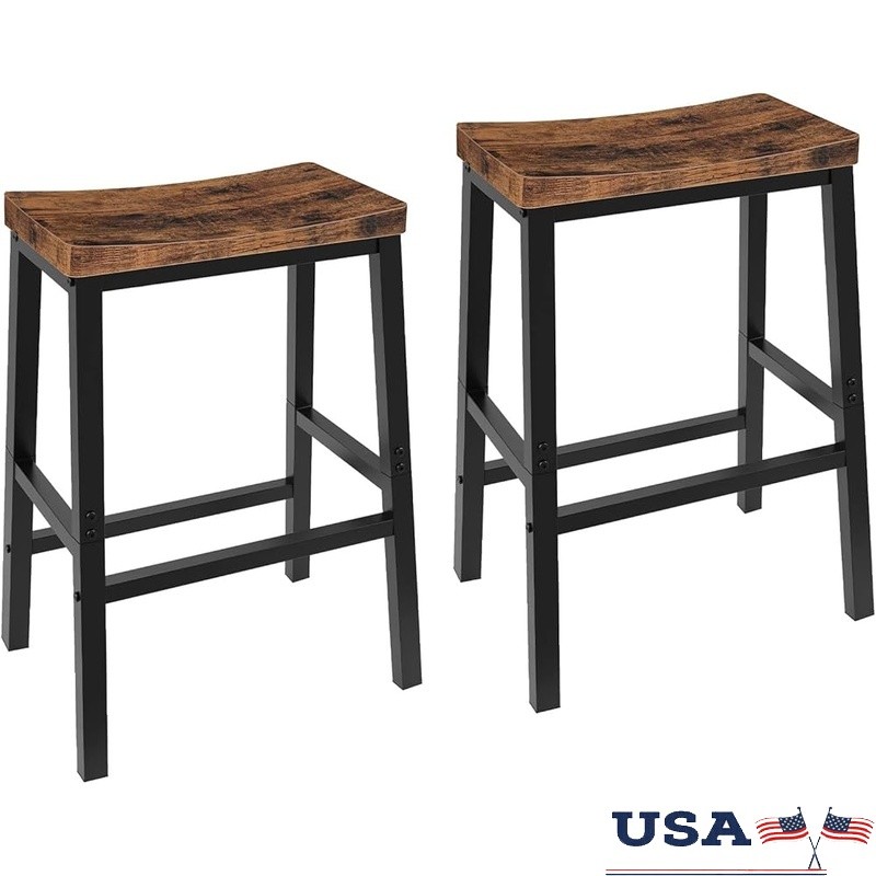 Ergonomic Saddle Stool Adjustable Bar Chair W/ Footrests Durable Metal Set of 2