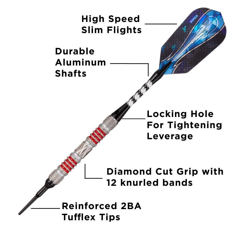 Viper Astro Tungsten Soft Tip Darts Red Rings 18 Grams