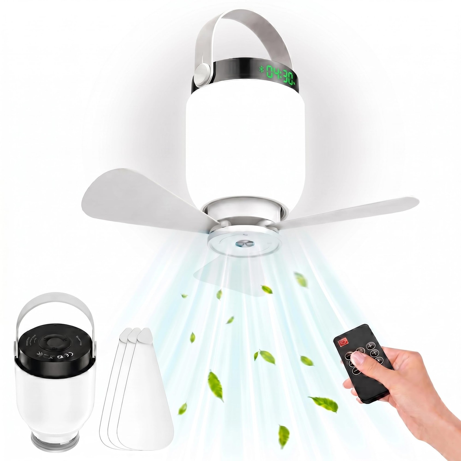 2 in 1 Camping Fan with Lantern, Tent Ceiling Fans with Lights and Remote