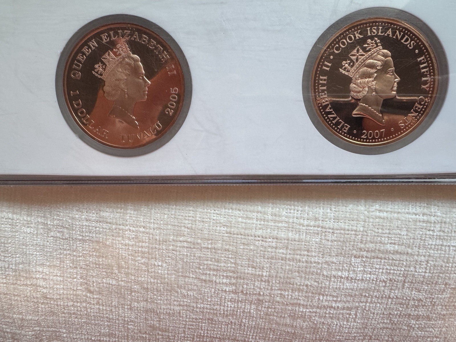 Australia 1930 Penny, Tuvalu 2005 Dollar, Cook Islands 2007 Fifty Cents