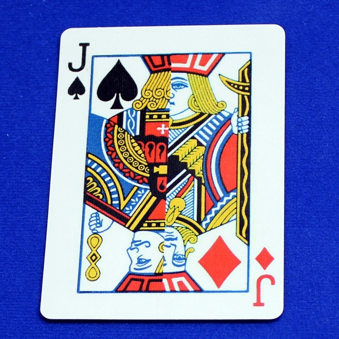 Jack of Spades / Diamonds, Half Vertical, Bicycle Printed Gaff Card, Red