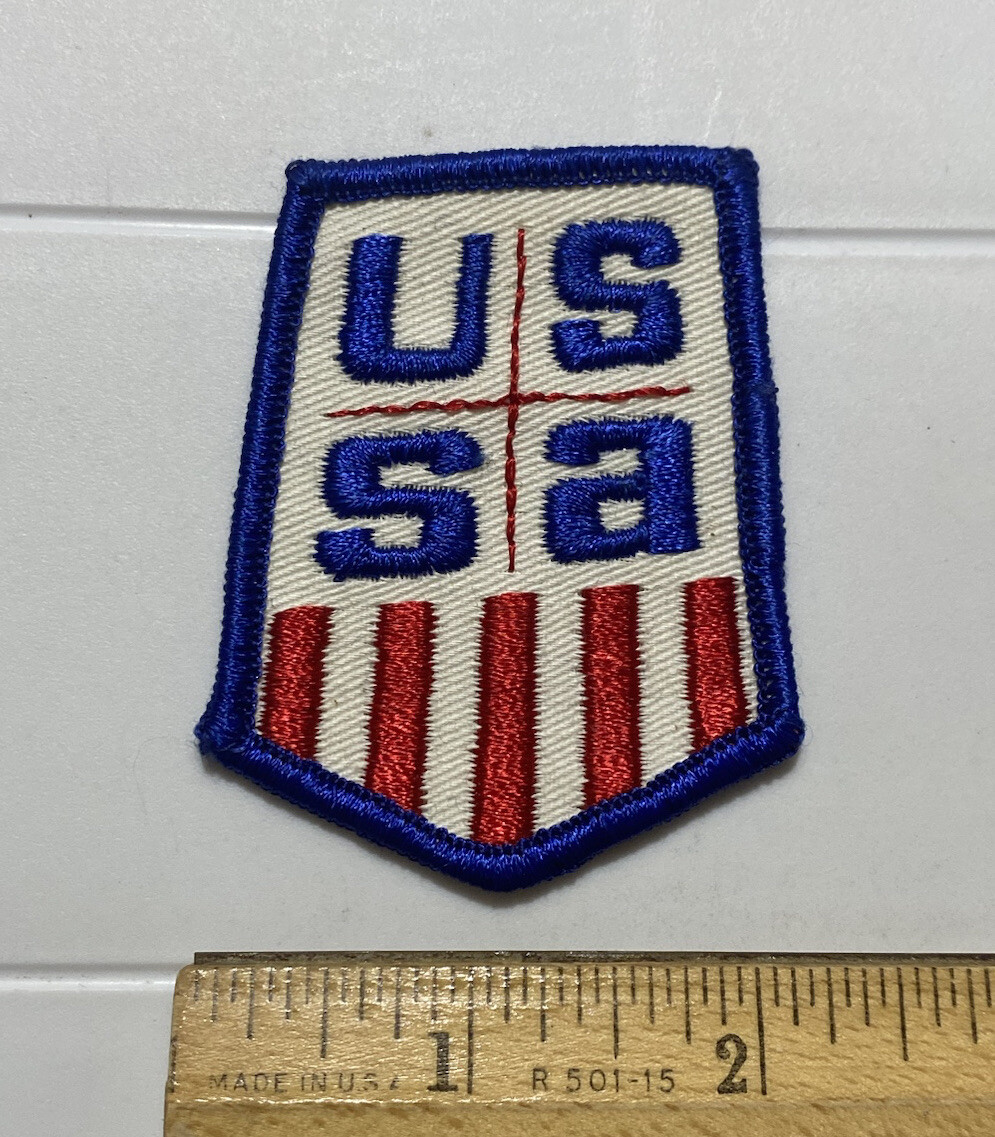 USSA Ski Snowboard Association Red White Blue Embroidered Skiing Patch Badge