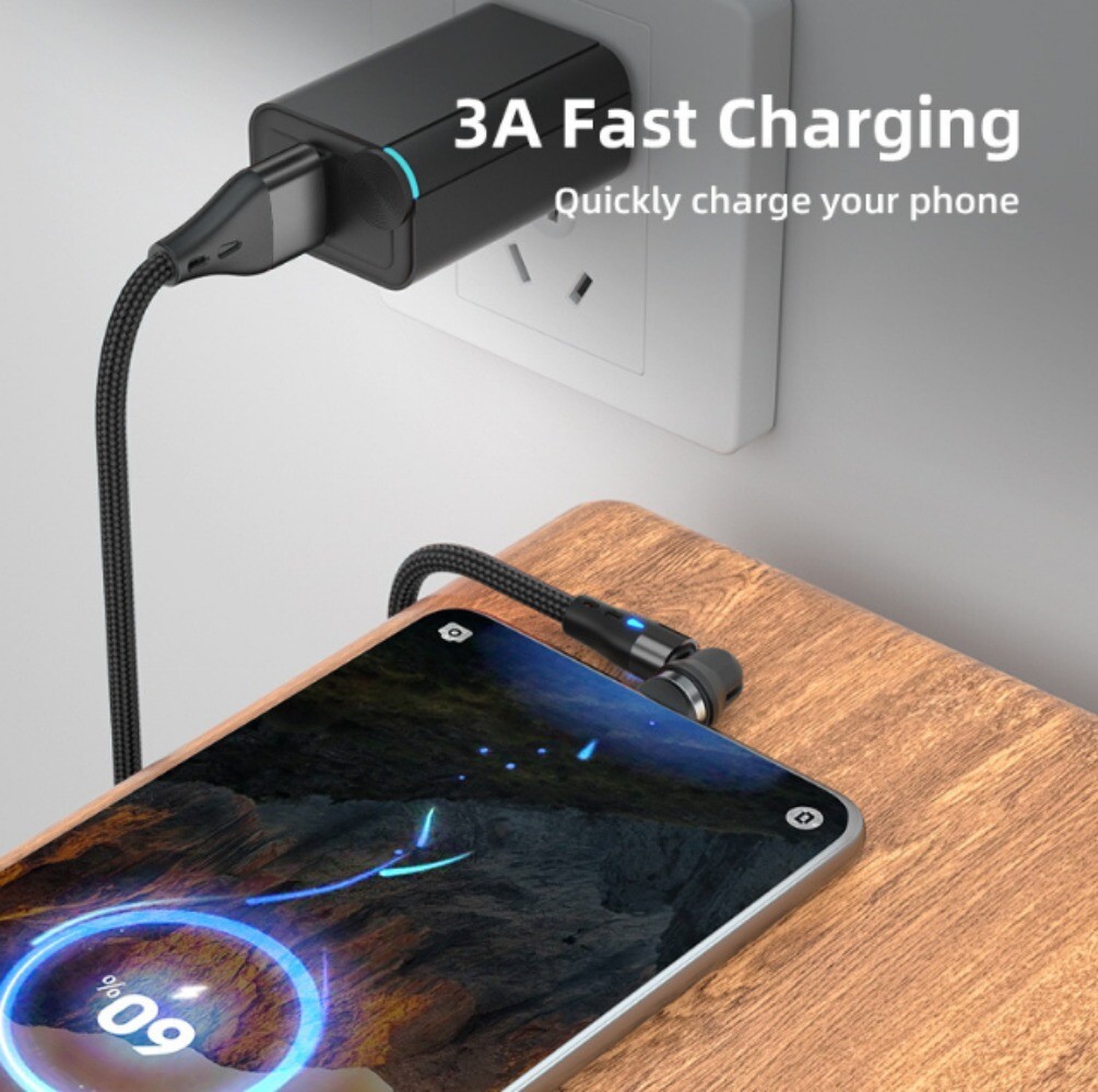 3 PACK Magnetic Phone Charger Fast Charging Cable For Micro USB/Type C/ iPhone