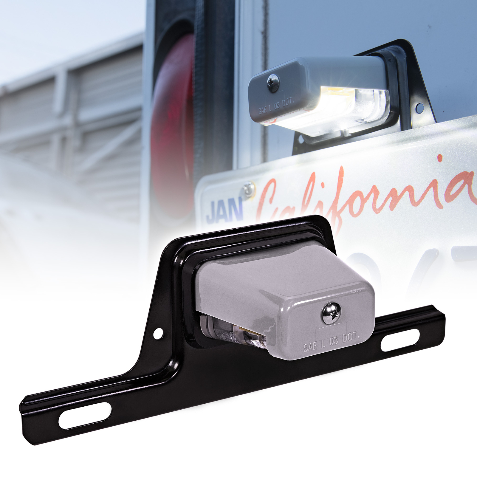 Gray 12V Bracket-Mount DOT LED License Plate Tag Light for Trailer UTV ATV Truck