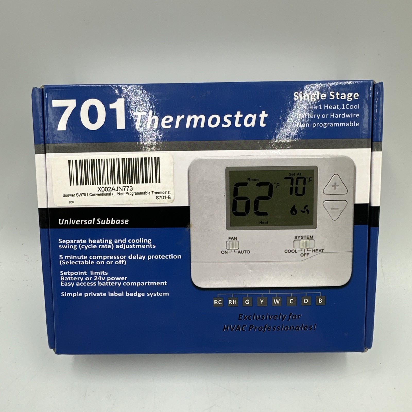 Suuwer S701 Non-Programmable Digital Thermostat – 1 Heat / 1 Cool