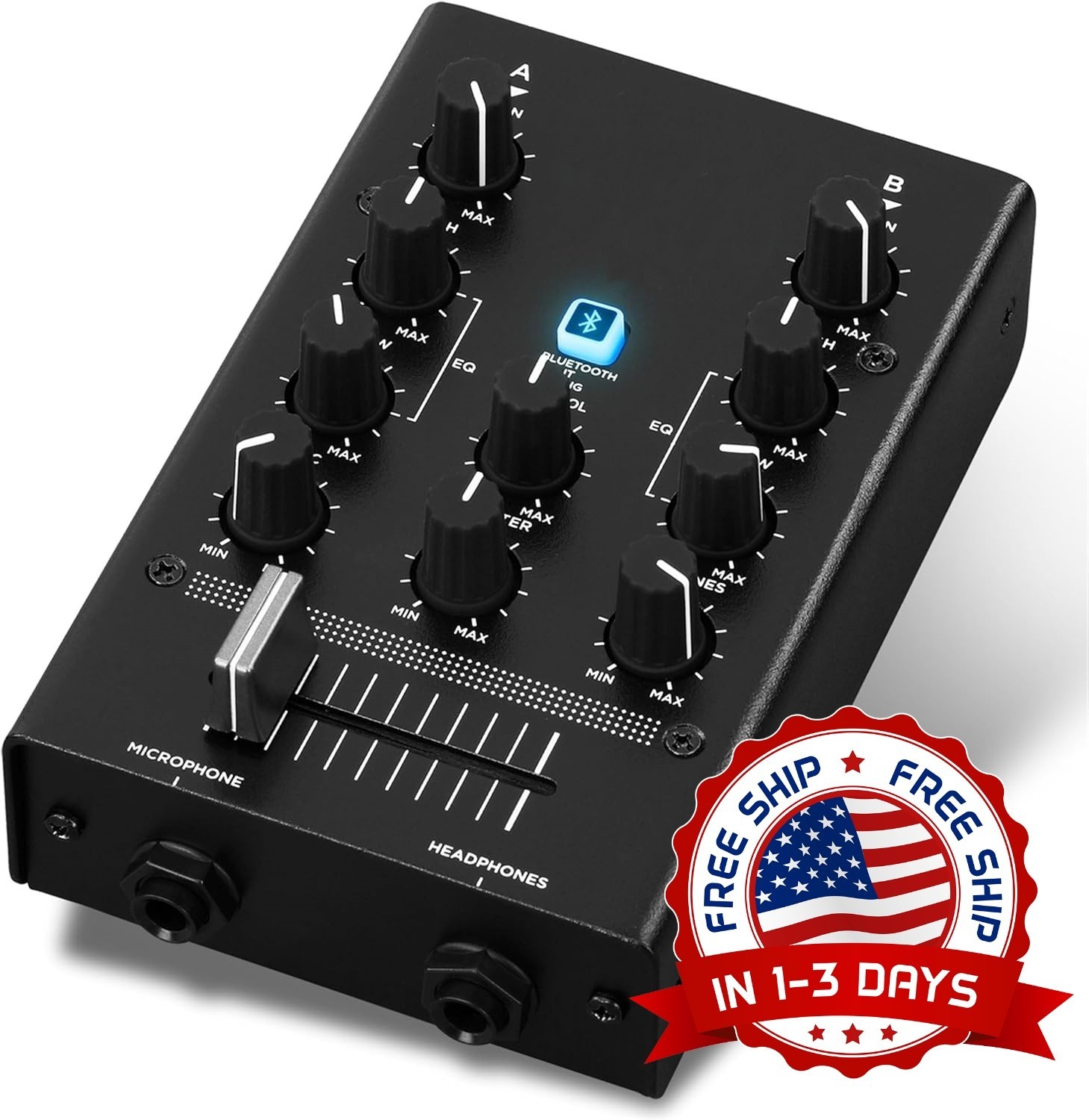 Mezclador de audio con entrada, conectores RCA, para micrófono y auriculares, US