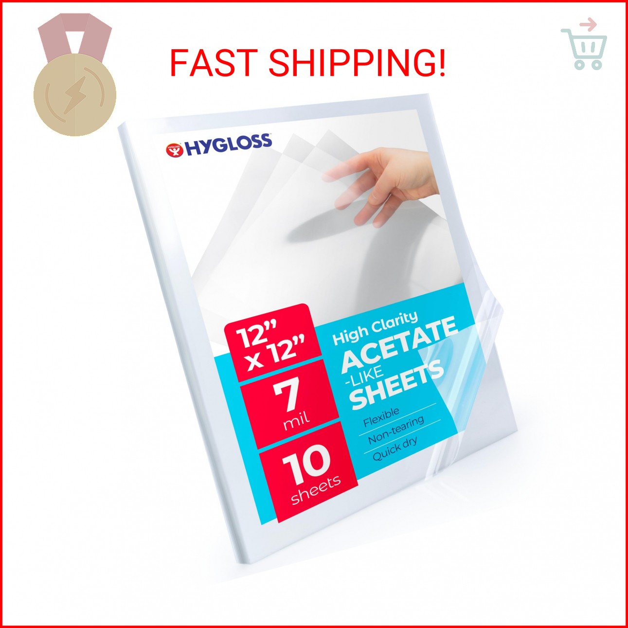 Hygloss 12" x 12" Acetate Paper - 7 Mil Clear Acetate Sheets for Crafts Projects