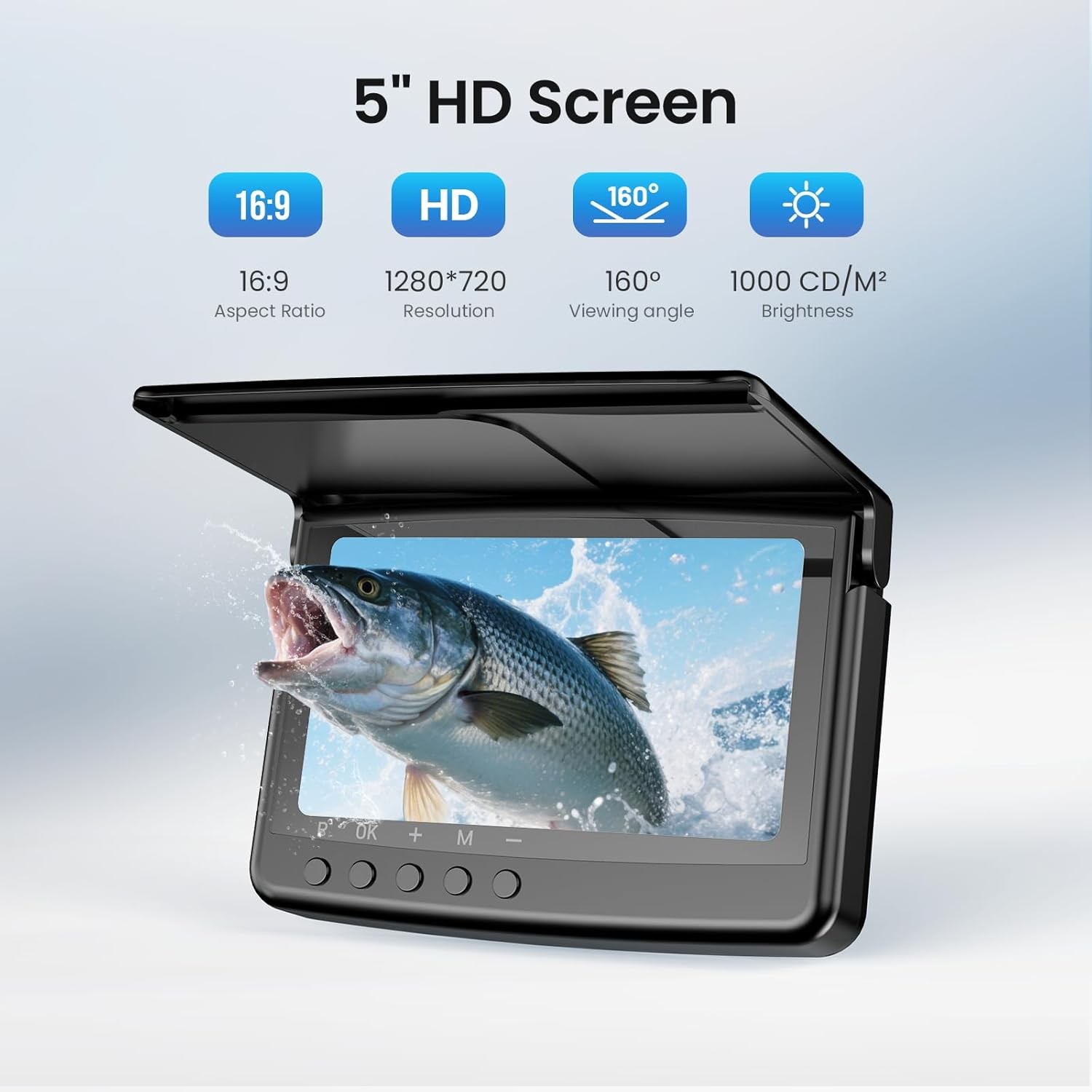 Eyoyo 5'' Underwater Fishing Camera,720P Fish Finder, 32G DVR Recording,8 IR LED