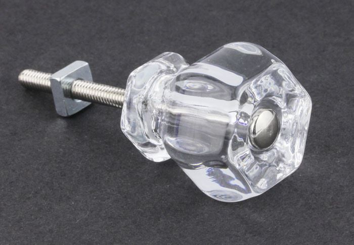 1-1/4" Antique Glass Knob Clear