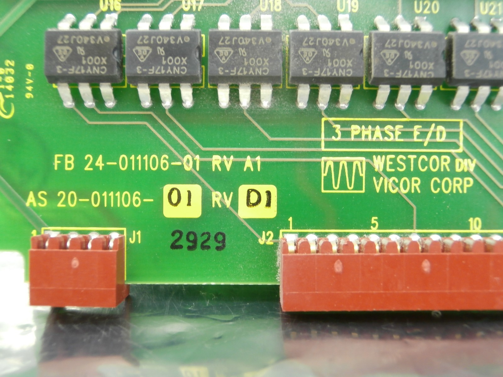 Vicor 20-011106-01 3 Phase E/D Board PCB 24-011106-01 Used Working