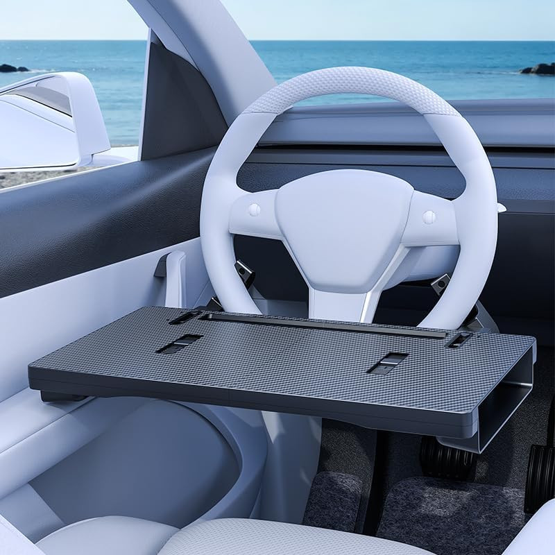 2-In-1 Car Steering Wheel Desk Tray & Car Seat Gap Filler Organizer - Removable