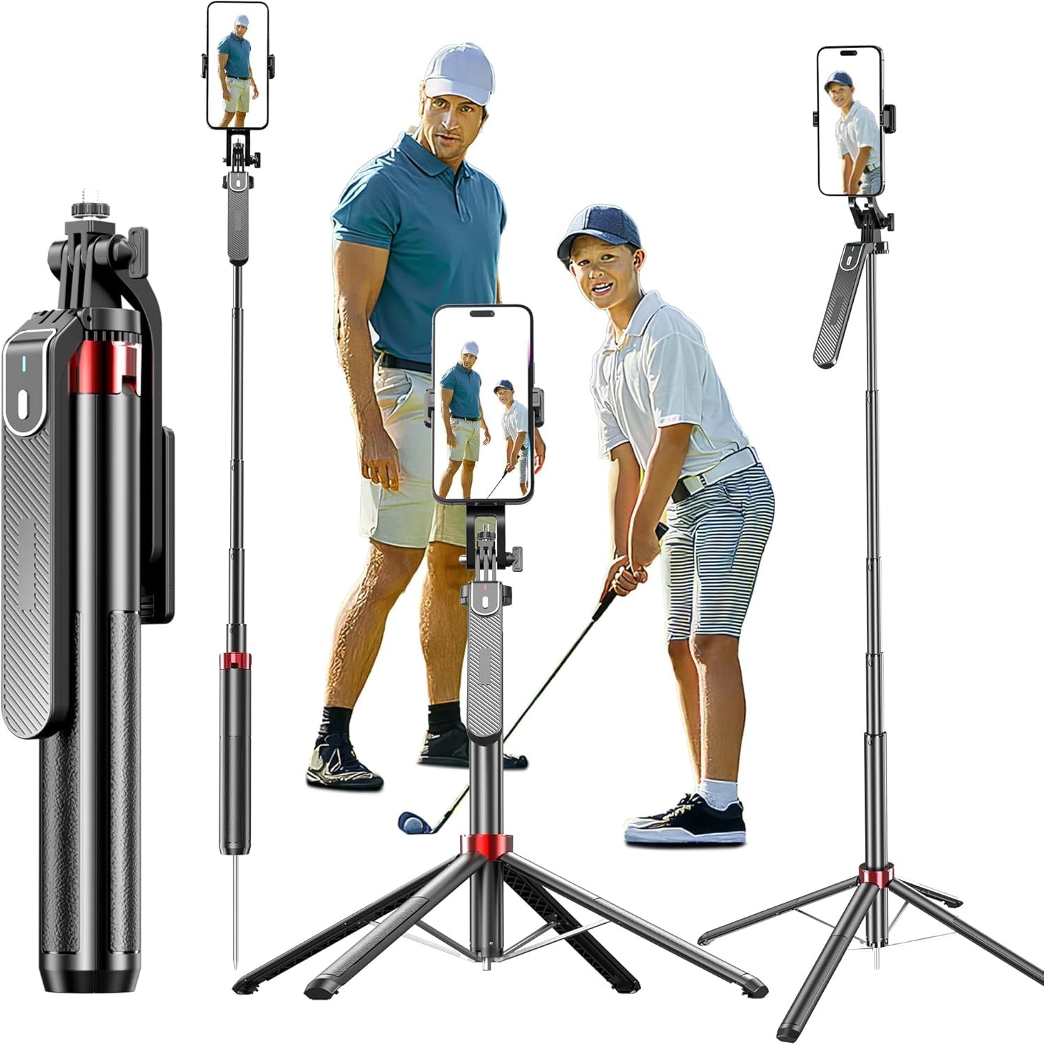 MITOUER Golf Swing Tripod Selfie Stick 2-in-1 Wireless Remote 180cm 360° Phone