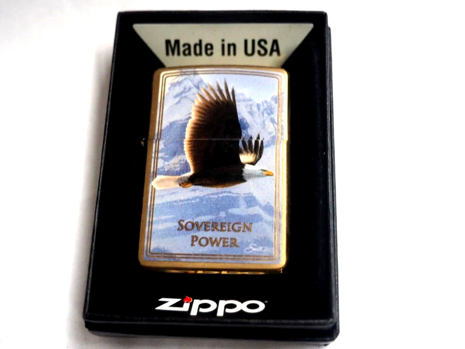 Retired Limited Production Sovereign Power Bald Eagle Brass Zippo Lighter