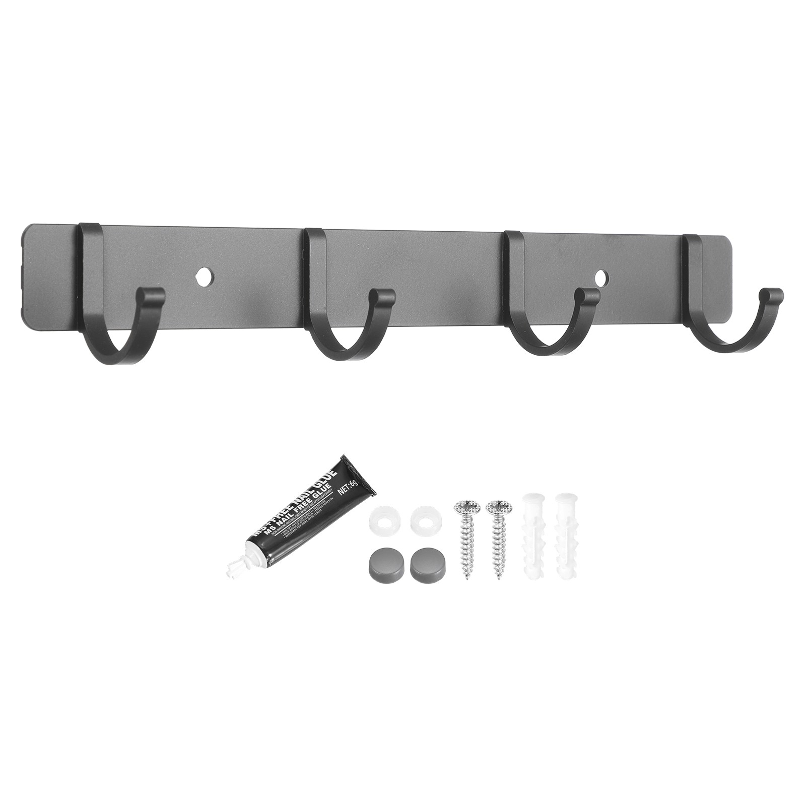 Towel Hook Rack 10 Inch Wall Mount Coat Rack Rustproof Gray 4 Hooks