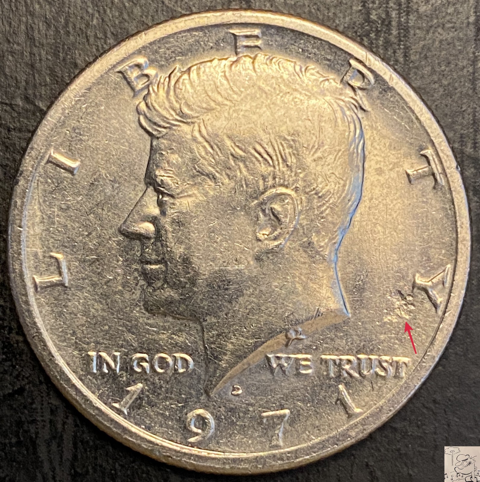 1971 & 1971-D Kennedy Half Dollars 50c - Minor Strike Through Error (79)
