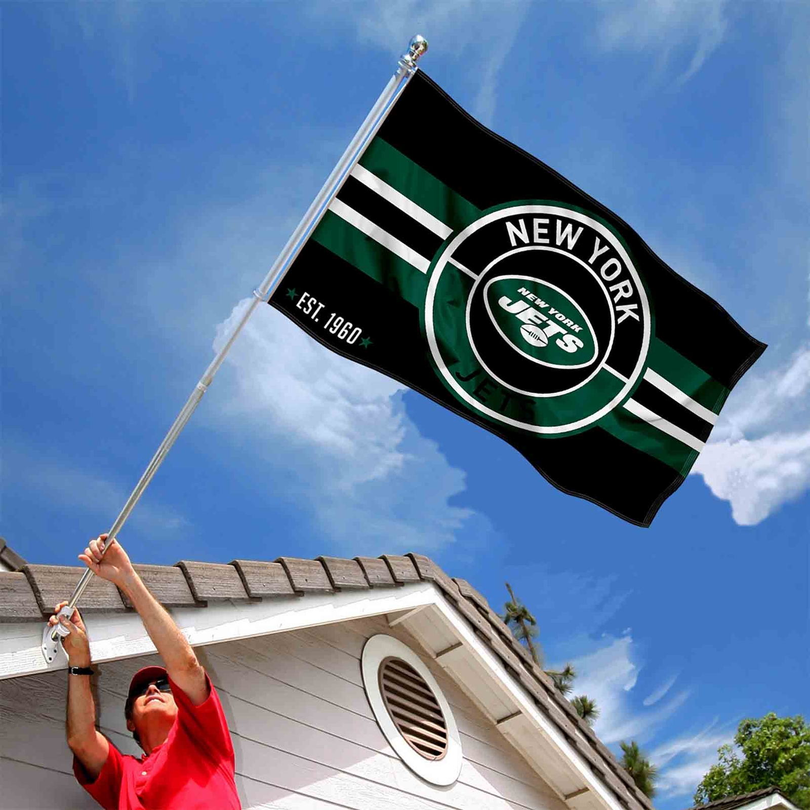 3x5 Feet New York Jets Patch Button Circle Logo Banner Flag