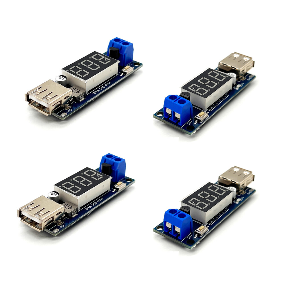4PCS DC-DC Step Down Buck Converter to 5V USB Module - With Voltmeter