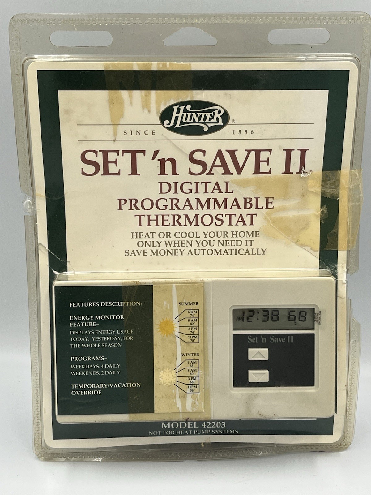 Hunter Set 'n Save II Digital Programmable Thermostat Model 42204 ~  Open Box