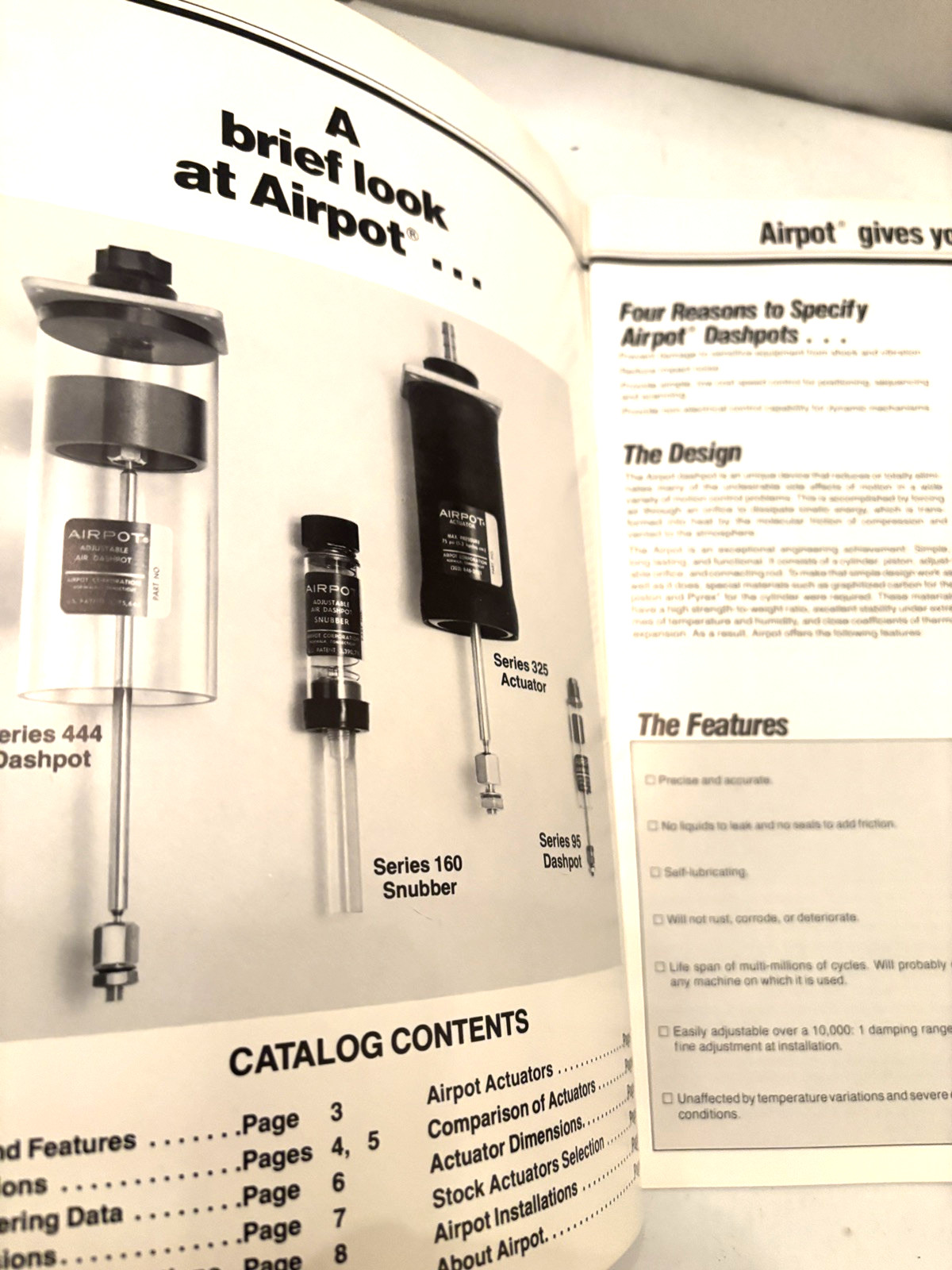1982 VTG AIRPOT CATALOG - ACTUATOR , DASHPOT , ETC. 15 PAGES