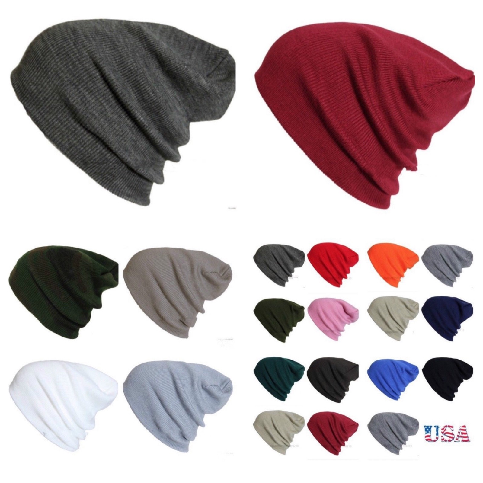 Mens Women Plain Beanie Cap Knit Cuff Ski Winter Sports Outdoor Hiking Skull Hat