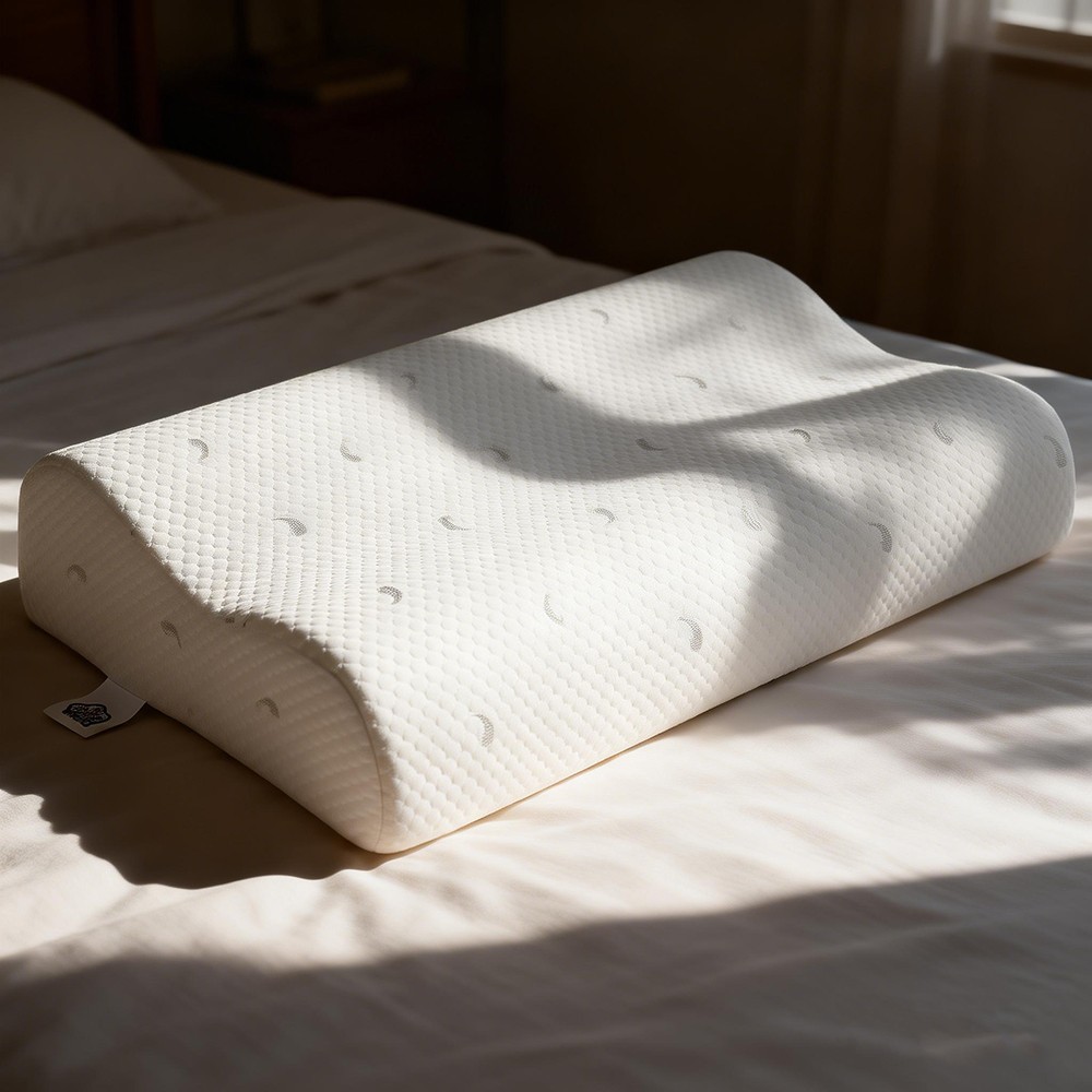 King Size White Memory Foam Pillow Knitted - Soft Supportive Breathable Neck Pai