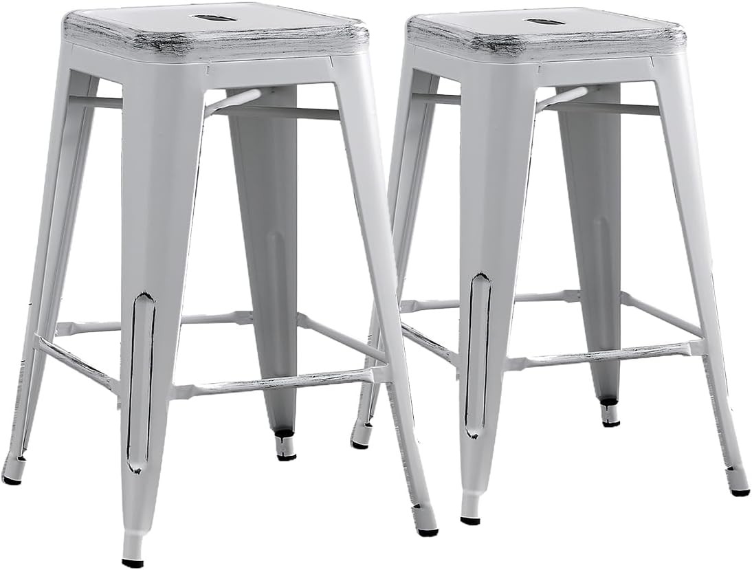 Metal bar stools without backrests and 4-leg design (2 pieces in a set)